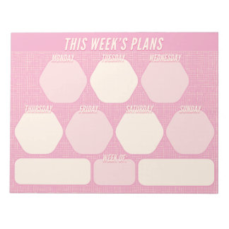 1980s Pink Hand Drawn Grid Planner Weekly Notitieblok