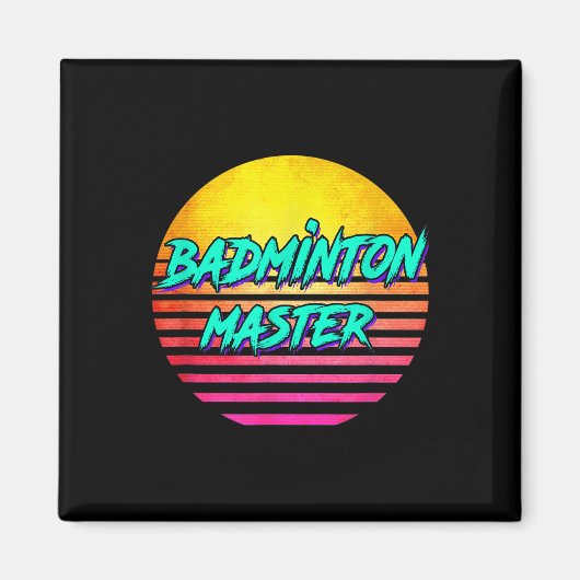 1980s Retro Badminton Meester  Magneet (Voorkant)