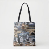 1980s Retro Boombox Cassette Stereo Ghetto Blaster Tote Bag (Voorkant)