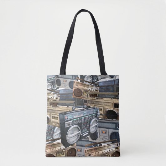 1980s Retro Boombox Cassette Stereo Ghetto Blaster Tote Bag (Voorkant)
