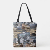 1980s Retro Boombox Cassette Stereo Ghetto Blaster Tote Bag (Achterkant)