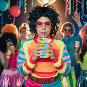 1980's retro lol, helemaal rauwe kerel papieren bekers