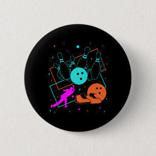 1980s Retro Style Bowler Team 80's Bowling Ronde Button 5,7 Cm