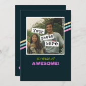 1980's Retro Style Photo Template Party - Uitnodig Kaart (Voorkant / Achterkant)