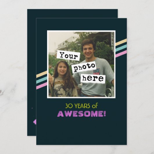 1980's Retro Style Photo Template Party - Uitnodig Kaart (Voorkant / Achterkant)