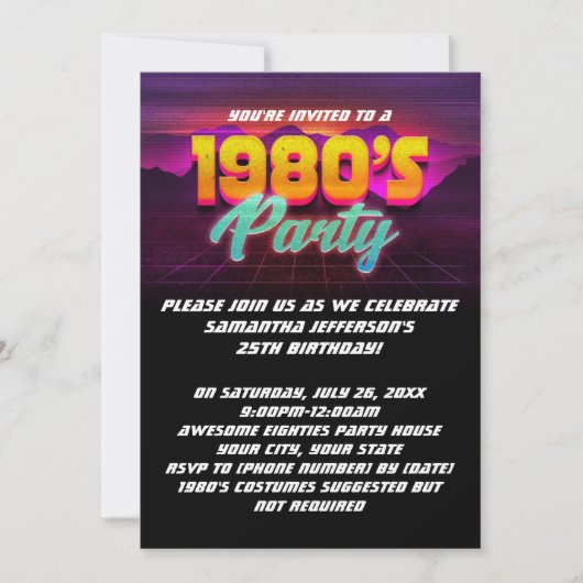 1980s Retro Sunset 80s Verjaardagsfeest Kaart (Voorkant)