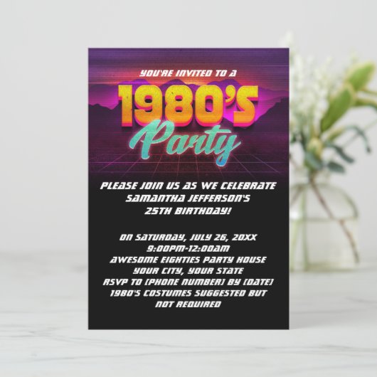 1980s Retro Sunset 80s Verjaardagsfeest Kaart (Staand voorkant)