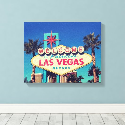1980s Retro Welkom bij Fabulous Las Vegas teken Canvas Afdruk (Insitu (Houten vloer))