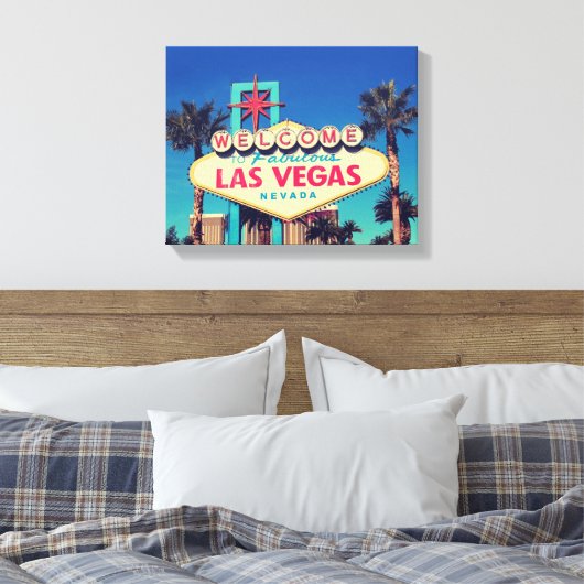 1980s Retro Welkom bij Fabulous Las Vegas teken Canvas Afdruk (Insitu (Slaapkamer))