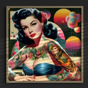 1980s Retrowave Pin-up Poster