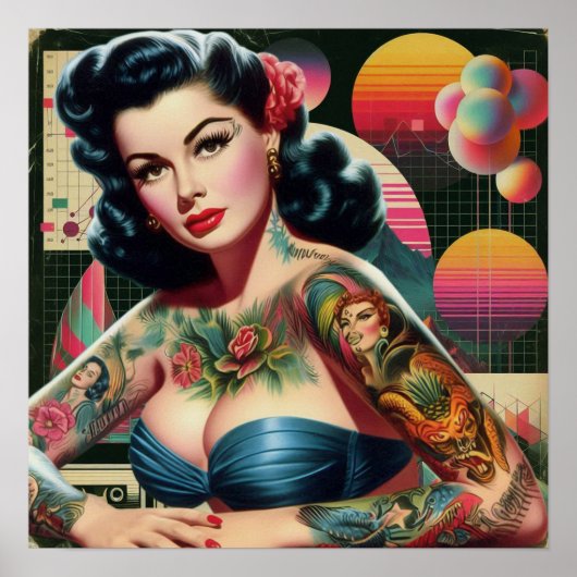 1980s Retrowave Pin-up Poster (Voorkant)