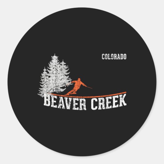 1980S Style Beaver Creek Co Skiing Ronde Sticker (Voorkant)