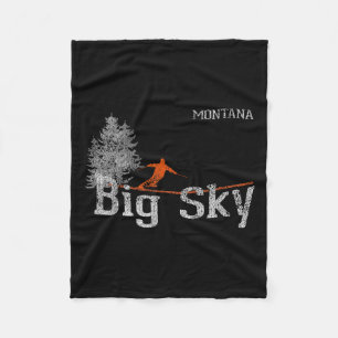 1980s Style Big Sky Montana  Skiën T Shirt Fleece Deken