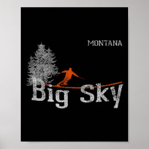 1980s Style Big Sky Montana  Skiën T Shirt Poster