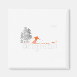 1980s Style Brighton Utah Skiing T-shirt Magneet