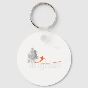 1980s Style Brighton Utah Skiing T-shirt Sleutelhanger