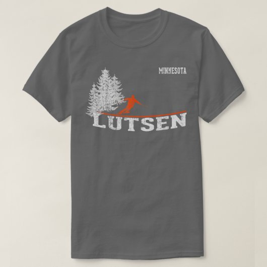 1980s Style Lutsen MN  Skiing T-shirt (Design voorkant)
