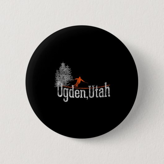 1980s Style Ogden Utah Skiën Ronde Button 5,7 Cm (Voorkant)