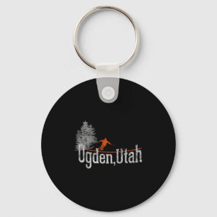 1980s Style Ogden Utah Skiën Sleutelhanger
