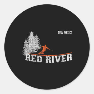 1980s Style Red River Nm  Skiën Ronde Sticker