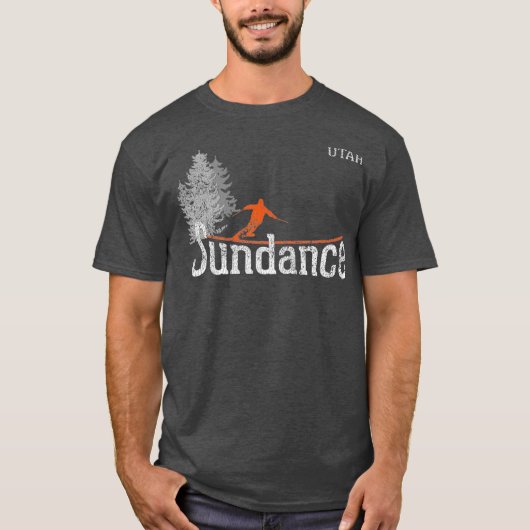 1980s Style Sundance Utah  Skiing T-shirt (Voorkant)