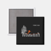 1980s Style Whitefish Montana Skiën Magneet (Voorkant / Achterkant)