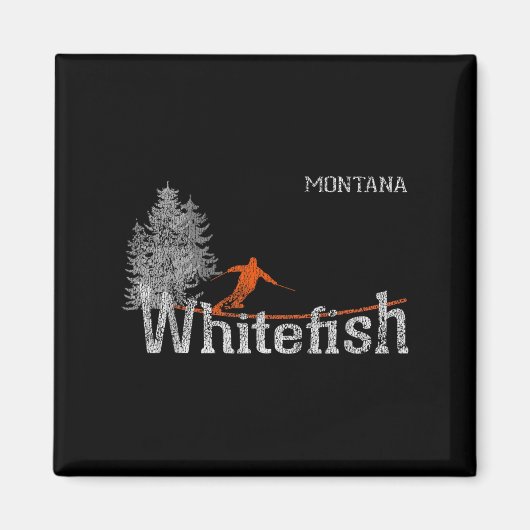 1980s Style Whitefish Montana Skiën Magneet (Voorkant)