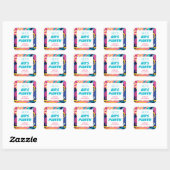 1980s Theme Bright Doodles Retro Verjaardagsfeest Vierkante Sticker (Vel)