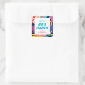 1980s Theme Bright Doodles Retro Verjaardagsfeest Vierkante Sticker (Tas)