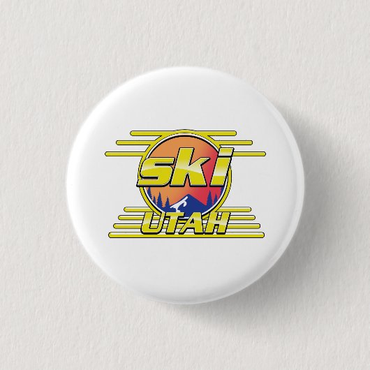 1980s Utah Ski-logo Ronde Button 3,2 Cm (Voorkant)