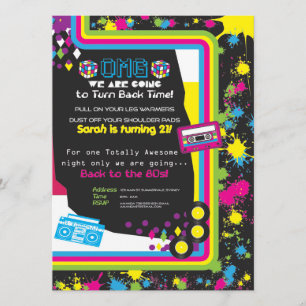 1980s Volledig Geweldige Feestuitnodiging Kaart