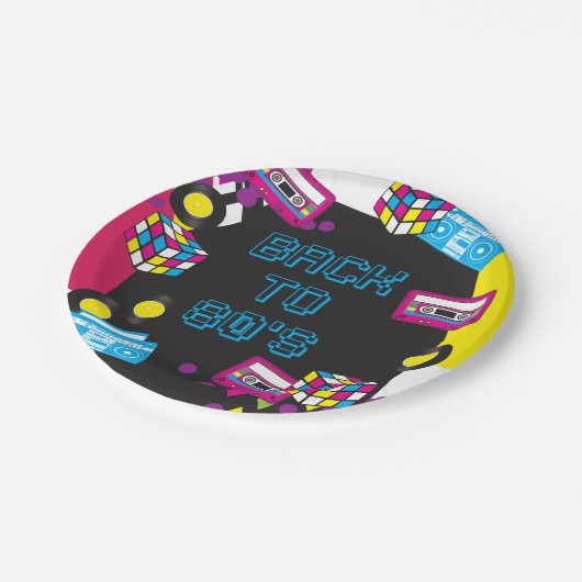 1980s Volledig Geweldige Party Paper Borden Papieren Bordje (Gekanteld)