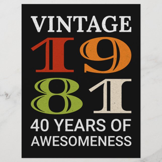  1981 40e verjaardag van het citaat Idea Birthday Briefhoofd (Voorkant)