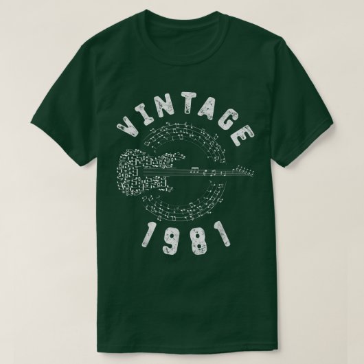  1981 Birthday Limited Edition Guitar Music T-shirt (Design voorkant)