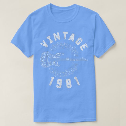  1981 Birthday Limited Edition Guitar Music T-shirt (Design voorkant)