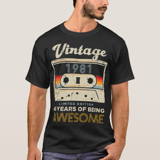 1981 Cassette 40 Geweldige 40e verjaardag T-shirt (Voorkant)