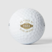 1981 Funny 40th Birthday Geweldige Golfballen (Voorkant)