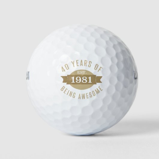 1981 Funny 40th Birthday Geweldige Golfballen (Voorkant)