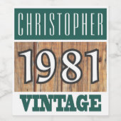 1981 Geboorte Wijn Label Etiket (Enkel label)