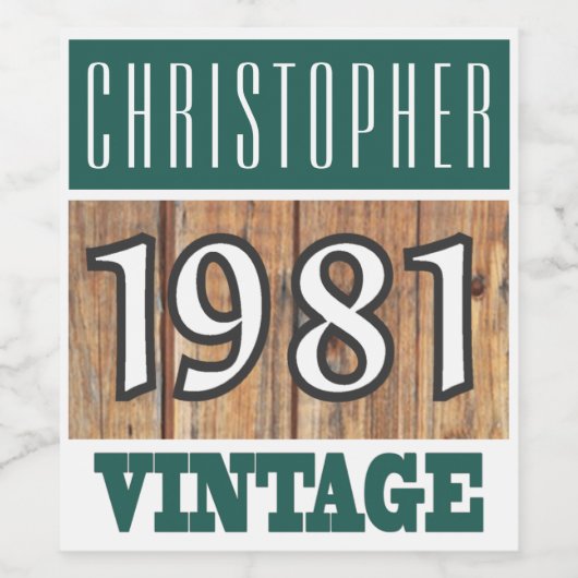 1981 Geboorte Wijn Label Etiket (Enkel label)