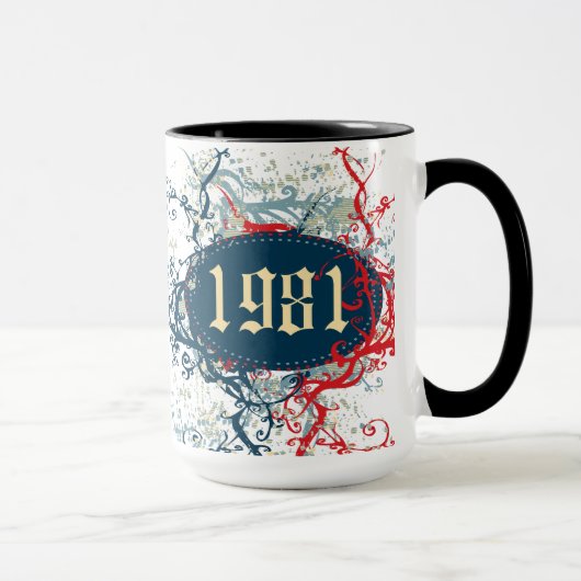 1981 Geboortejaar of sinds 1981 of in 1981 Mok (Rechts)