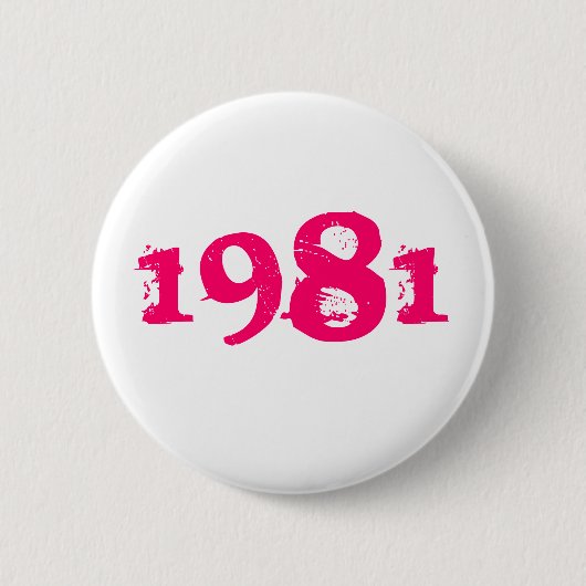 1981 Retro 80s Speldje Knop Helder Roze (Voorkant)