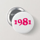 1981 Retro 80s Speldje Knop Helder Roze (Voorkant /achterkant)