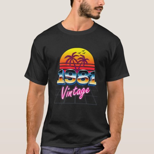 1981 Retro 80's Style 40th Birthday Gift T-shirt (Voorkant)