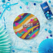 1981 - Retro  jaren '80 Neon geometrisch - Papieren Bordje (Feest)