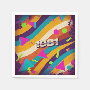 1981 - Retro  jaren '80 Neon geometrisch - Servet