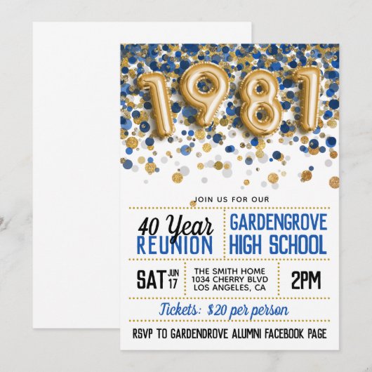 1981 Reünie van de middelbare school Kaart (Voorkant / Achterkant)