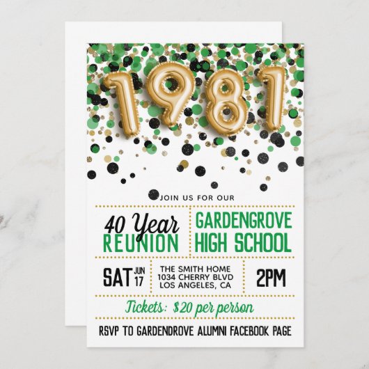 1981 Reünie van de middelbare school Kaart (Voorkant / Achterkant)