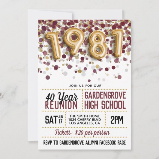 1981 Reünie van de middelbare school Kaart (Voorkant)