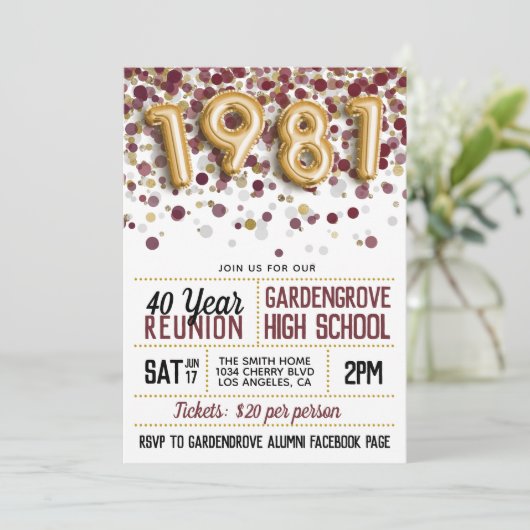 1981 Reünie van de middelbare school Kaart (Staand voorkant)